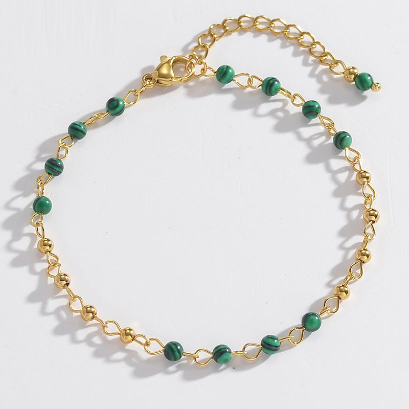 Retro style bead splicing women's bracelet light luxury niche simple temperament stainless steel jewelry