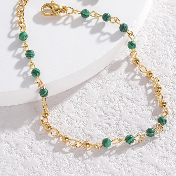 Retro style bead splicing women's bracelet light luxury niche simple temperament stainless steel jewelry